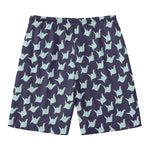 Blue Origami Crane Pattern Print Men's Swim Trunks