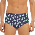Blue Origami Crane Pattern Print Men's Triangle Swim Briefs