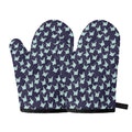 Blue Origami Crane Pattern Print Oven Mitts