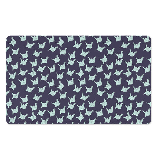 Blue Origami Crane Pattern Print Polyester Doormat