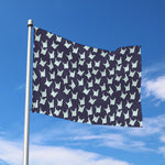 Blue Origami Crane Pattern Print Polyester Flag