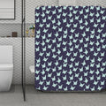 Blue Origami Crane Pattern Print Polyester Shower Curtain