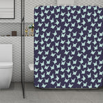 Blue Origami Crane Pattern Print Polyester Shower Curtain
