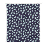 Blue Origami Crane Pattern Print Polyester Shower Curtain