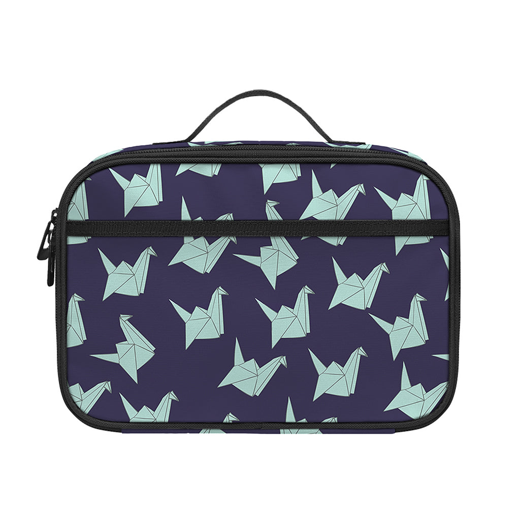 Blue Origami Crane Pattern Print Portable Lunch Bag