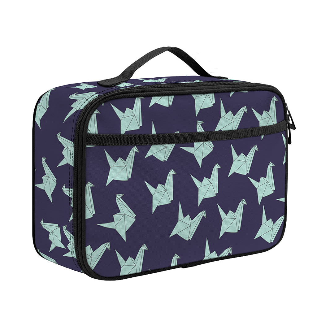 Blue Origami Crane Pattern Print Portable Lunch Bag