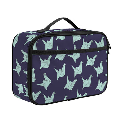 Blue Origami Crane Pattern Print Portable Lunch Bag