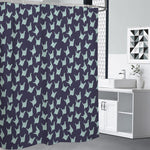 Blue Origami Crane Pattern Print Premium Shower Curtain