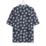 Blue Origami Crane Pattern Print Rayon Hawaiian Shirt