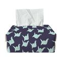 Blue Origami Crane Pattern Print Rectangle Tissue Box Cover