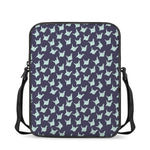 Blue Origami Crane Pattern Print Rectangular Crossbody Bag