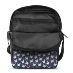Blue Origami Crane Pattern Print Rectangular Crossbody Bag