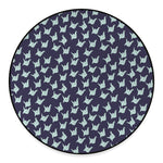 Blue Origami Crane Pattern Print Round Floor Mat