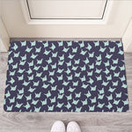 Blue Origami Crane Pattern Print Rubber Doormat