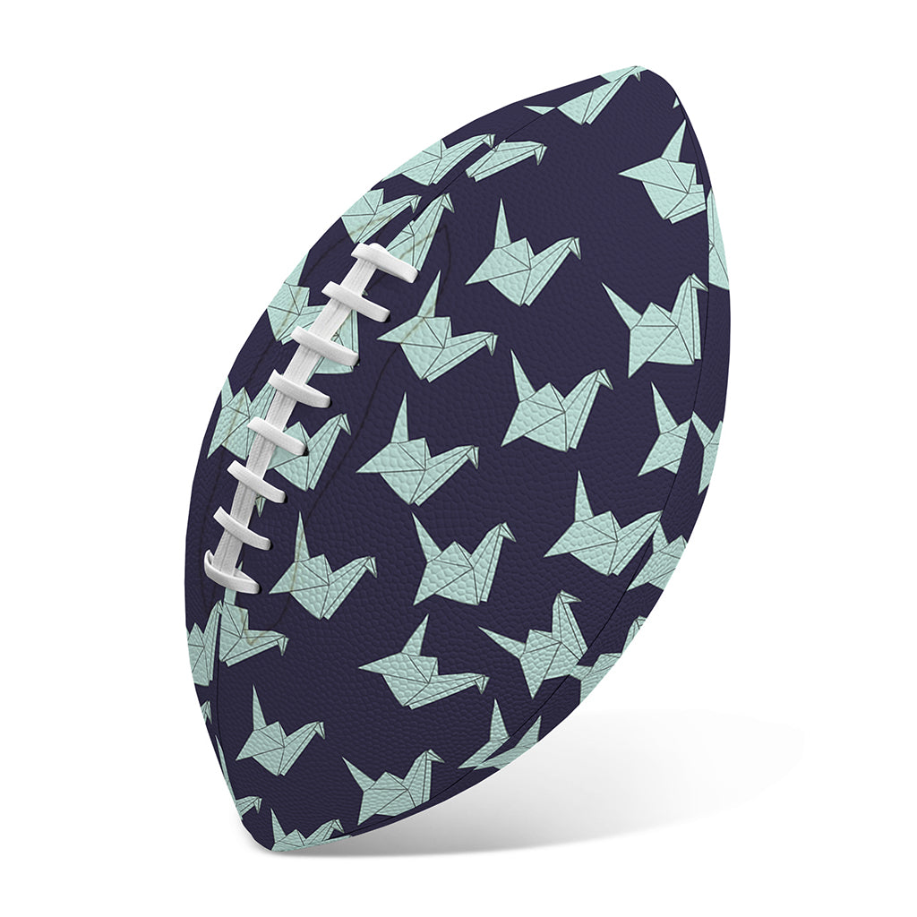 Blue Origami Crane Pattern Print Rugby Ball