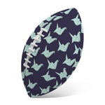 Blue Origami Crane Pattern Print Rugby Ball