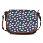 Blue Origami Crane Pattern Print Saddle Bag