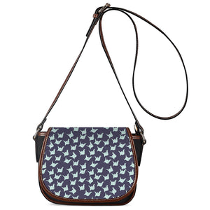 Blue Origami Crane Pattern Print Saddle Bag