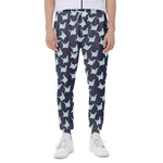 Blue Origami Crane Pattern Print Scuba Joggers