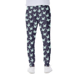 Blue Origami Crane Pattern Print Scuba Joggers