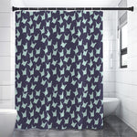 Blue Origami Crane Pattern Print Shower Curtain