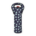 Blue Origami Crane Pattern Print Single Neoprene Wine Tote