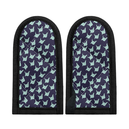 Blue Origami Crane Pattern Print Skillet Handle Cover