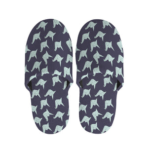 Blue Origami Crane Pattern Print Slippers