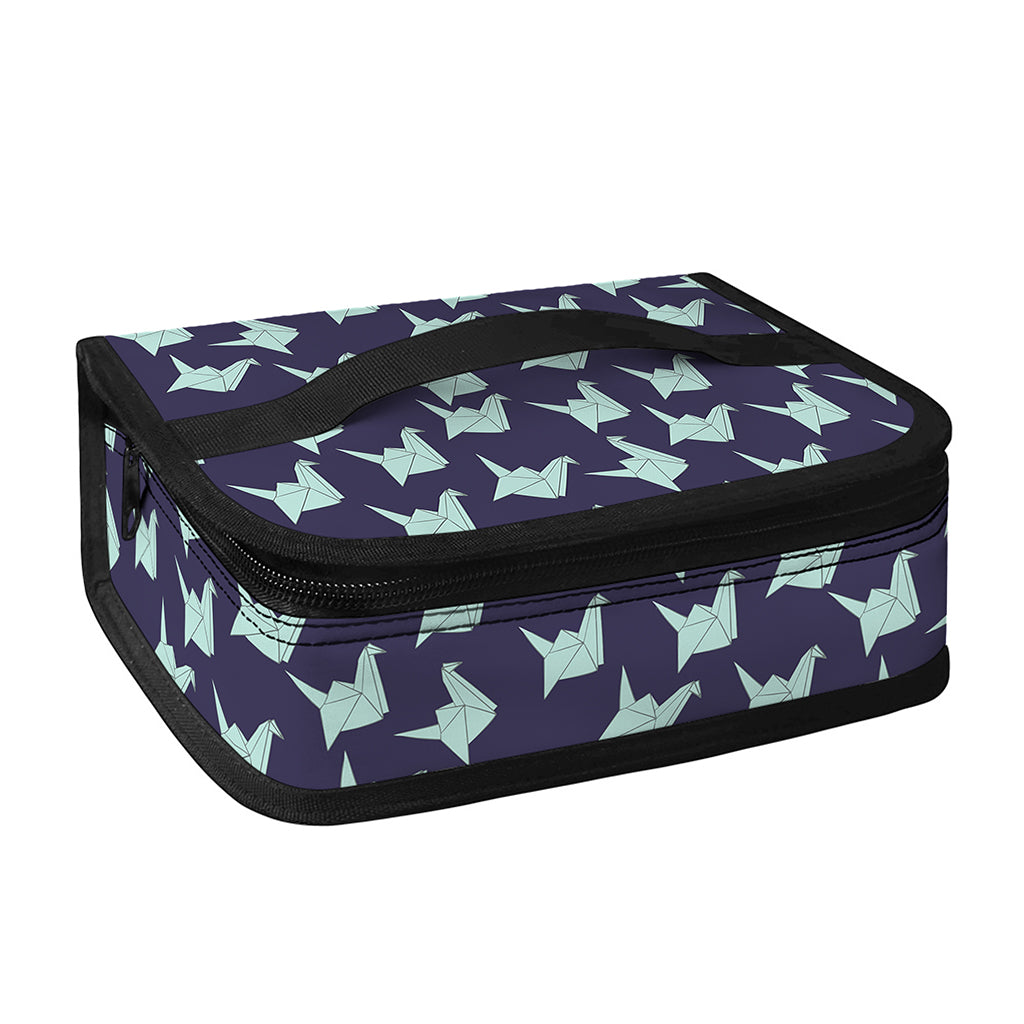 Blue Origami Crane Pattern Print Small Lunch Bag