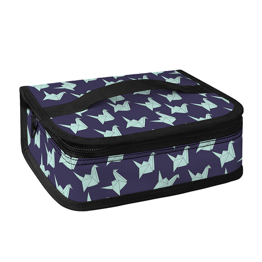 Blue Origami Crane Pattern Print Small Lunch Bag