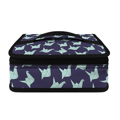Blue Origami Crane Pattern Print Small Lunch Bag