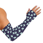 Blue Origami Crane Pattern Print Sun Protection Arm Sleeves