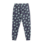 Blue Origami Crane Pattern Print Sweatpants