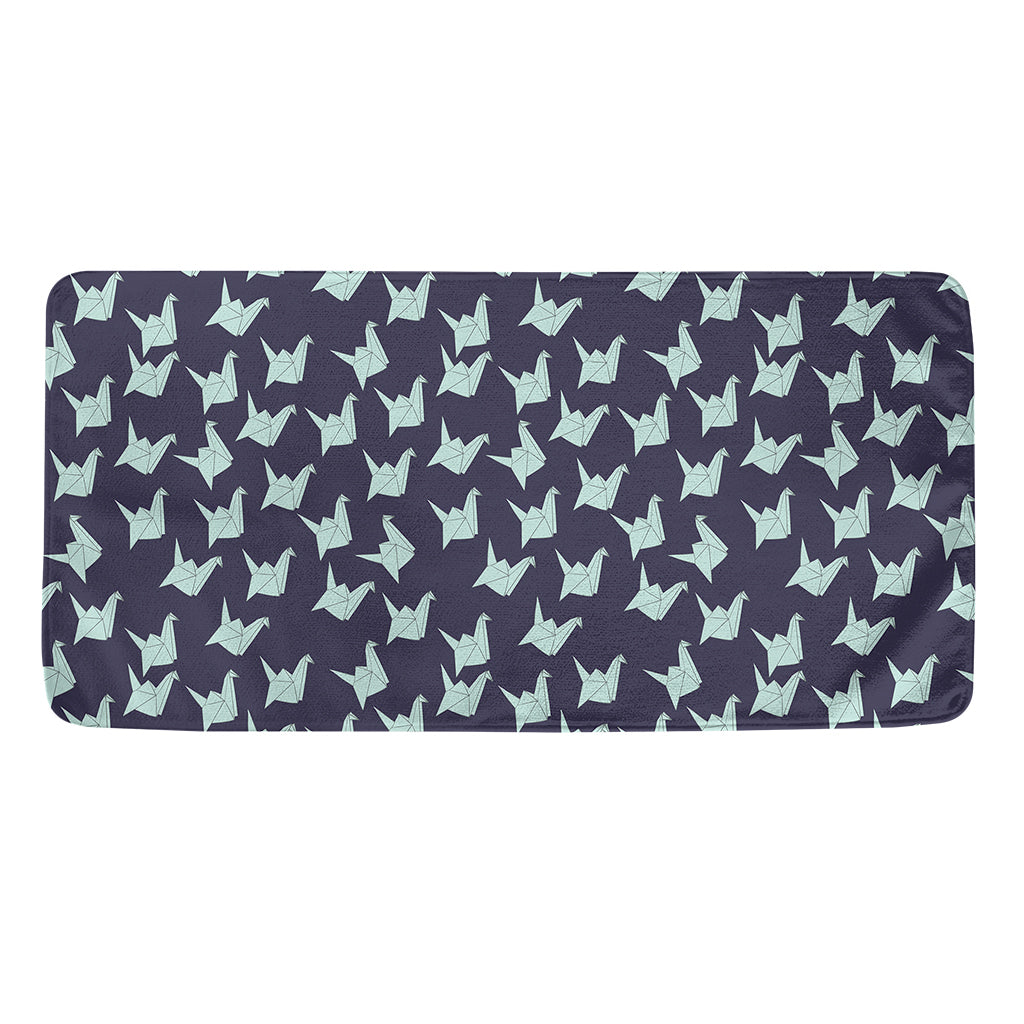 Blue Origami Crane Pattern Print Towel