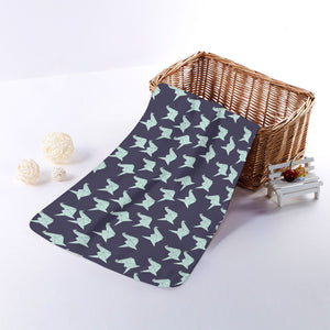 Blue Origami Crane Pattern Print Towel