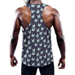 Blue Origami Crane Pattern Print Training Tank Top