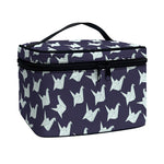 Blue Origami Crane Pattern Print Travel Makeup Bag