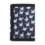 Blue Origami Crane Pattern Print Trifold Wallet