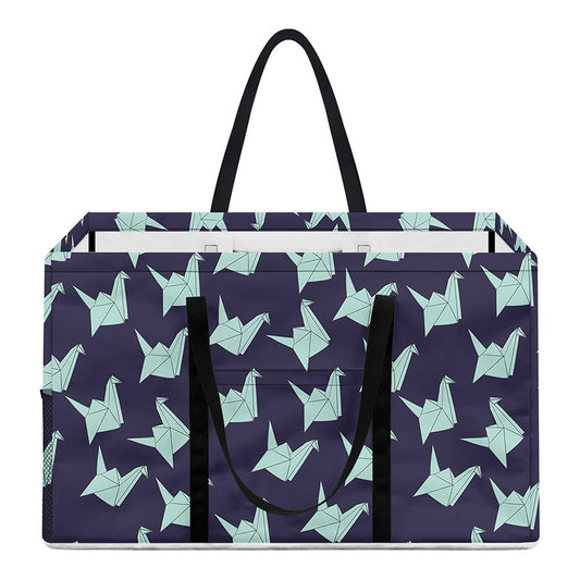 Blue Origami Crane Pattern Print Utility Tote Bag