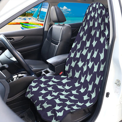 Blue Origami Crane Pattern Print Waterproof Car Seat Cover