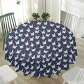 Blue Origami Crane Pattern Print Waterproof Round Tablecloth
