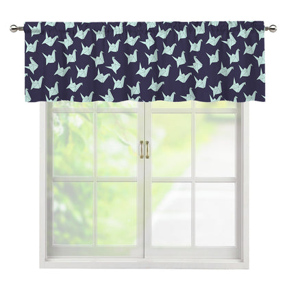 Blue Origami Crane Pattern Print Window Valance