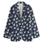 Blue Origami Crane Pattern Print Women's Blazer