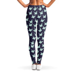 Blue Origami Crane Pattern Print Women's Leggings