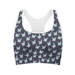 Blue Origami Crane Pattern Print Women's Sports Bra