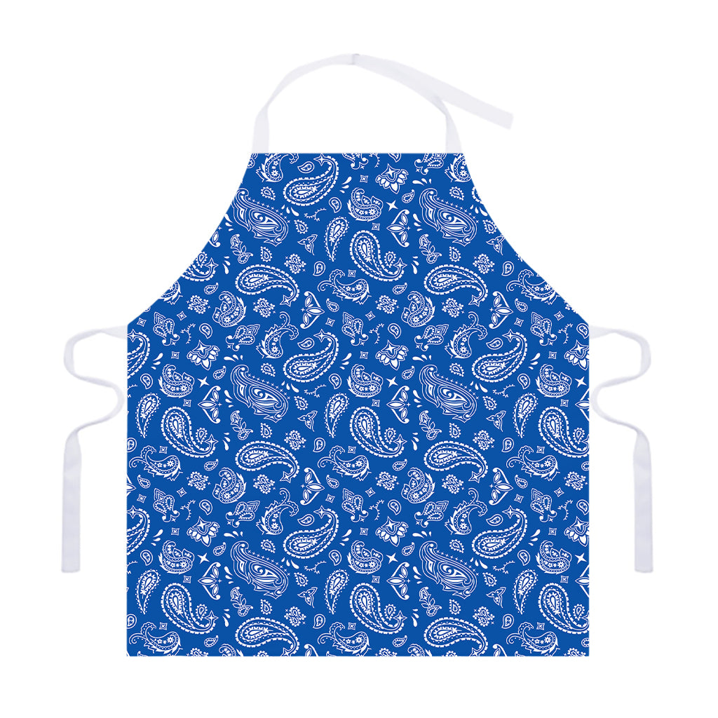 Blue Paisley Bandana Pattern Print Adjustable Apron