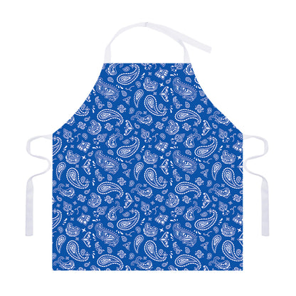Blue Paisley Bandana Pattern Print Adjustable Apron