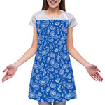 Blue Paisley Bandana Pattern Print Adjustable Apron
