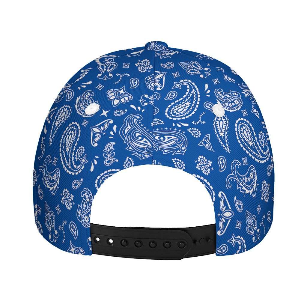 Blue Paisley Bandana Pattern Print Baseball Cap
