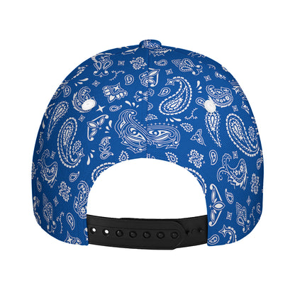 Blue Paisley Bandana Pattern Print Baseball Cap